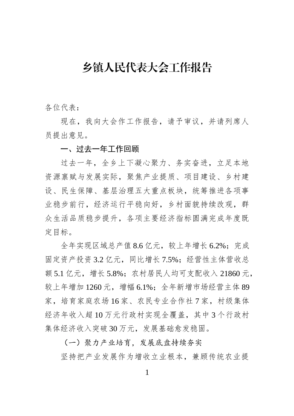 乡镇人民代表大会工作报告_第1页