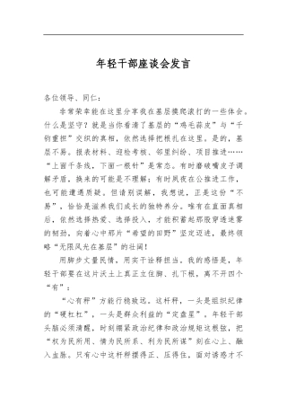 年轻干部座谈会发言