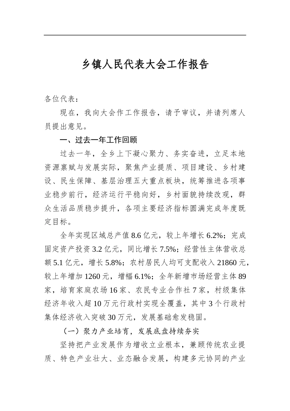 乡镇人民代表大会工作报告_第1页