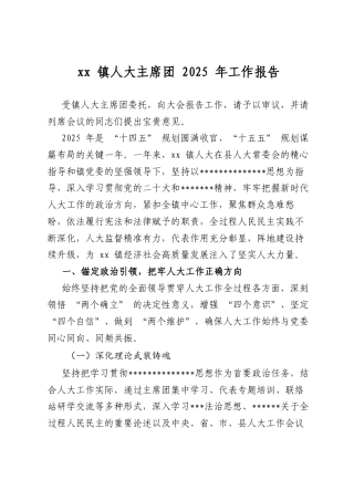 镇人大主席团2025年工作报告