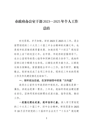 市政府办公室干部2023—2025年个人工作总结