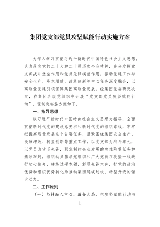 集团党支部党员攻坚赋能行动实施方案