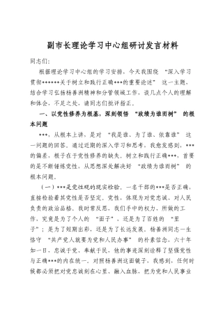 副市长理论学习中心组研讨发言材料