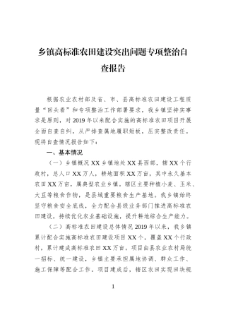 乡镇高标准农田建设突出问题专项整治自查报告 (1)