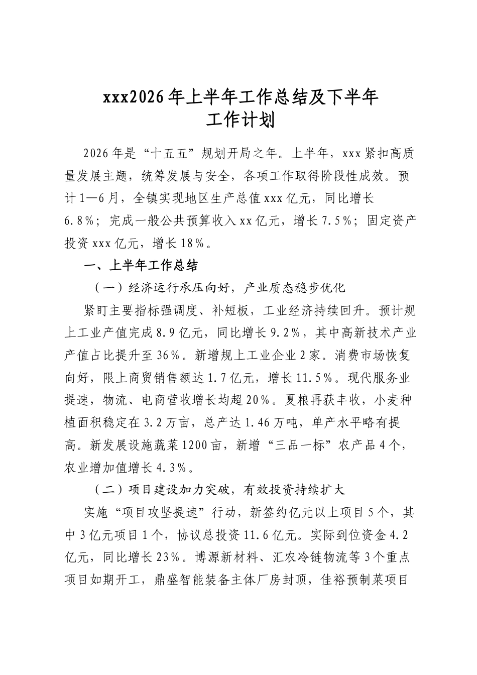 X2026年上半年工作总结及下半年工作计划_第1页