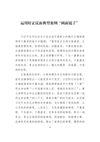 运用好正反面典型案例“两面镜子”
