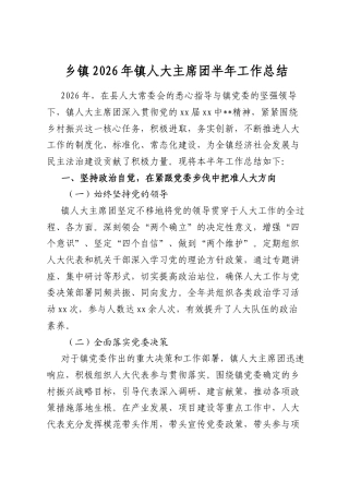 乡镇2026年镇人大主席团半年工作总结