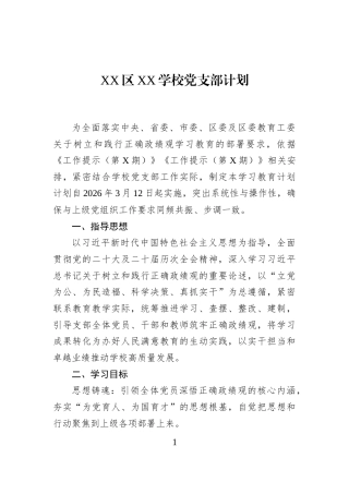 XX区XX学校党支部计划