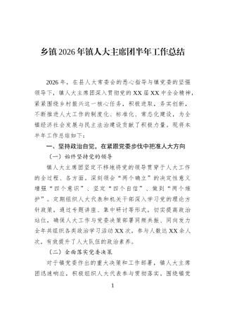 乡镇2026年镇人大主席团半年工作总结 (1)