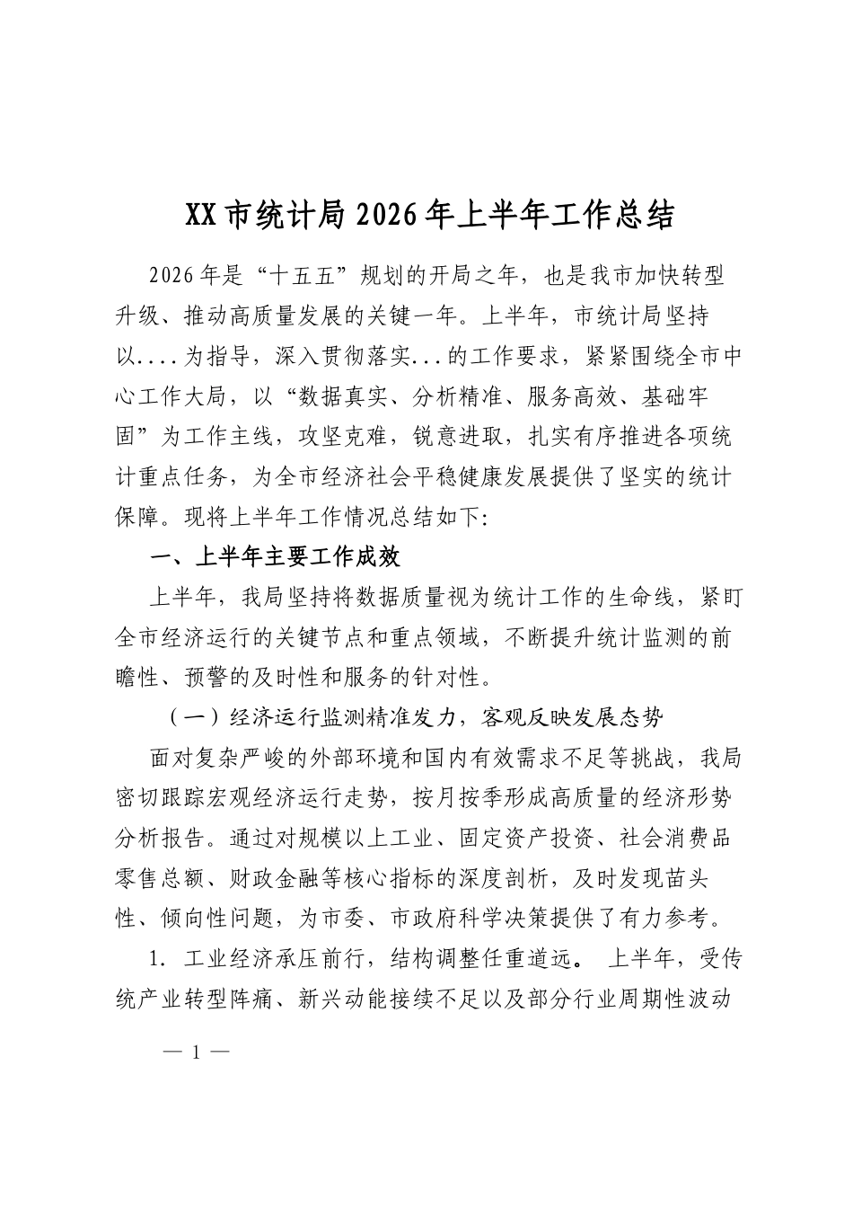 市统计局2026年上半年工作总结_第1页