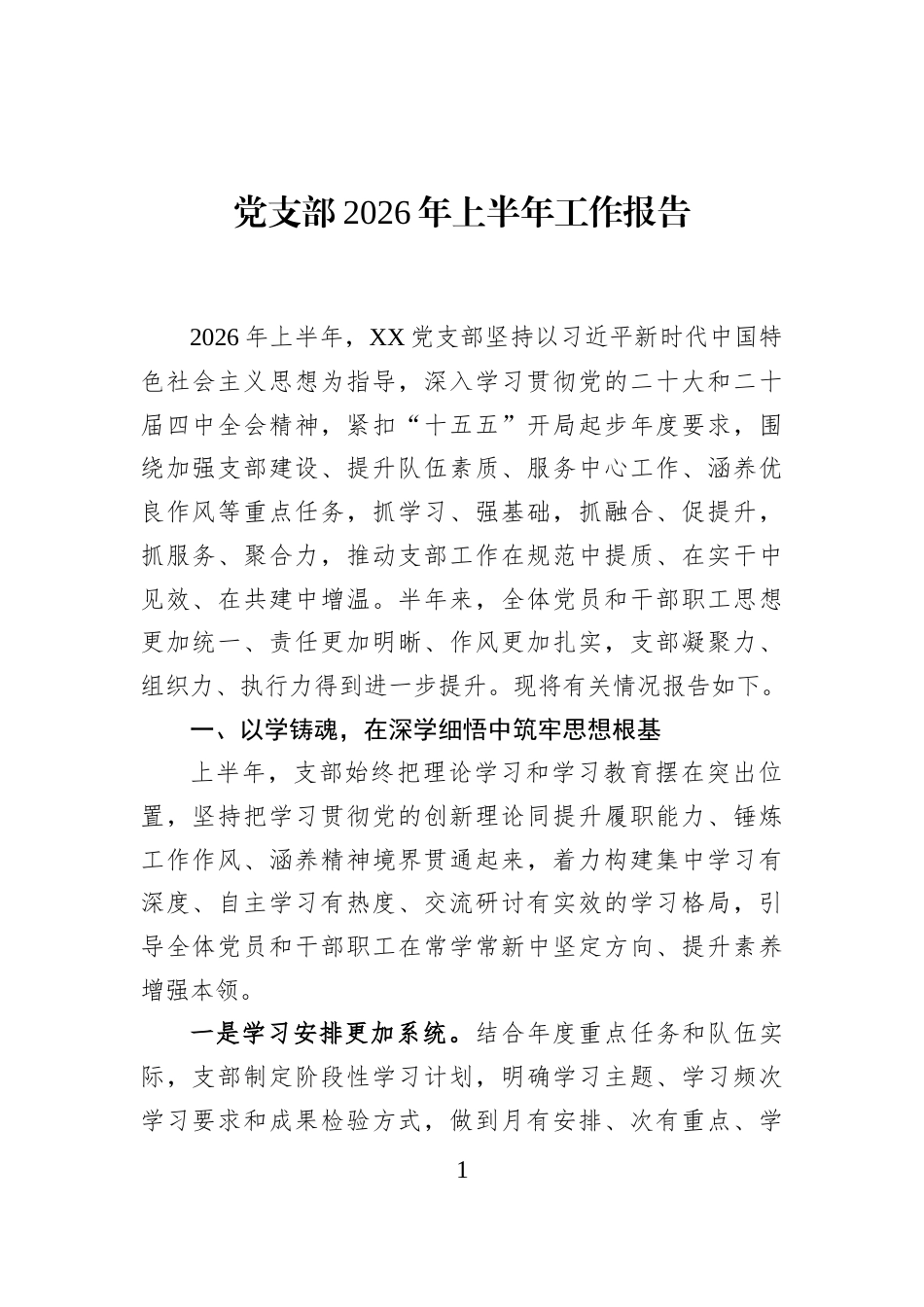 党支部2026年上半年工作报告_第1页