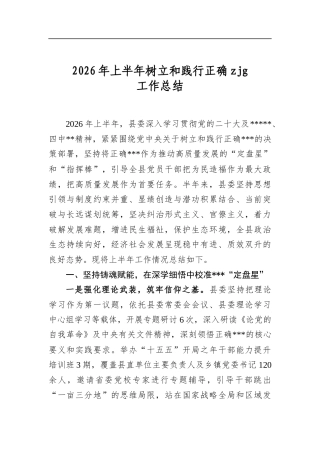 2026年上半年树立和践行正确zjg工作总结