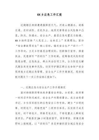 乡应急工作汇报