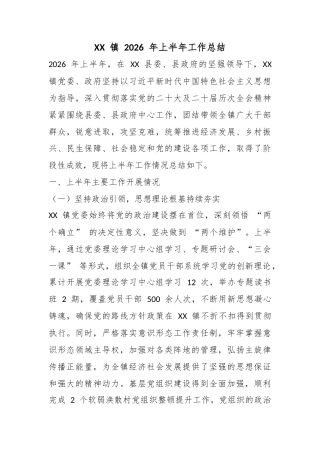 镇2026年上半年工作总结