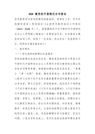 X镇X校开展情况自评报告