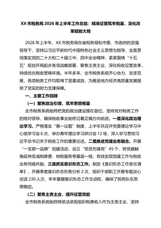 市税务局2026年上半年工作总结：精准征管筑牢税基，深化改革赋能大局