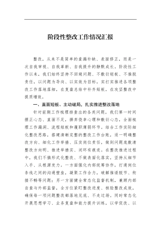 阶段性整改工作情况汇报