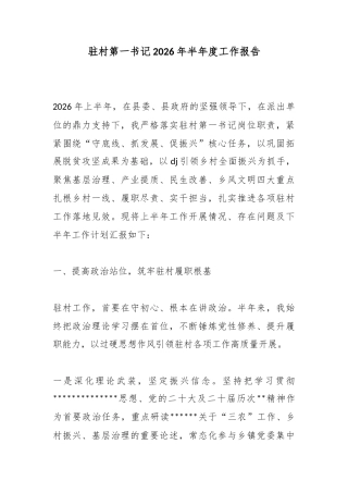 驻村第一书记2026年半年度工作报告
