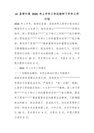 县审计局2026年上半年工作总结和下半年工作计划