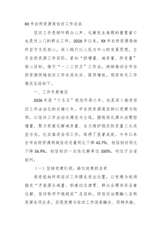 市自然资源局信访工作总结