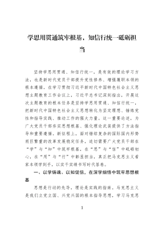 学思用贯通筑牢根基，知信行统一砥砺担当