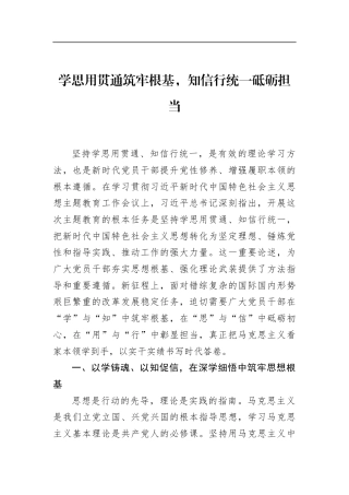 学思用贯通筑牢根基，知信行统一砥砺担当