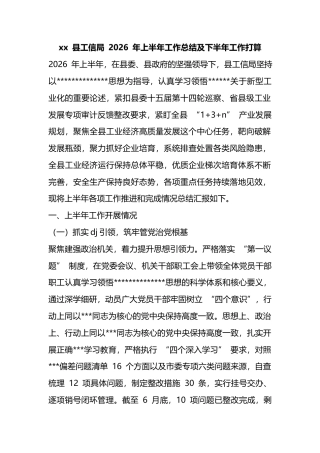 县工信局2026年上半年工作总结及下半年工作打算计划