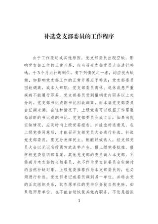补选党支部委员的工作程序