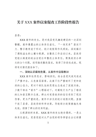 关于XXX案件以案促改工作阶段性报告
