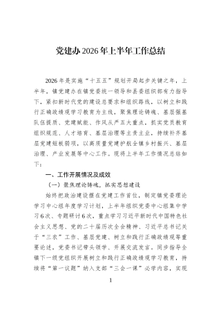党建办2026年上半年工作总结