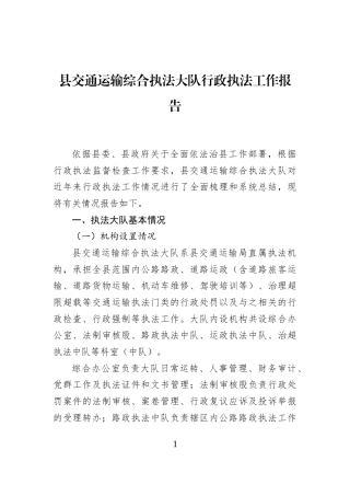 县交通运输综合执法大队行政执法工作报告 (1)