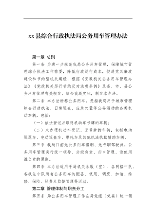 县综合行政执法局公务用车管理办法
