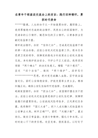 在青年干部座谈交流会上的发言：践行四种情怀，勇担时代使命