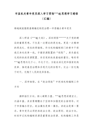 市直机关青年党员深入学习贯彻党党建思想学习感悟