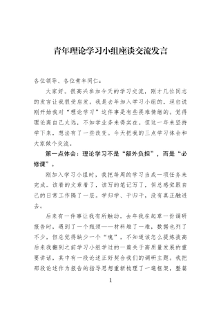 青年理论学习小组座谈交流发言