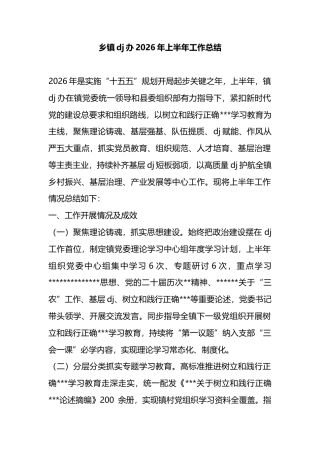 乡镇党建办2026年上半年工作总结