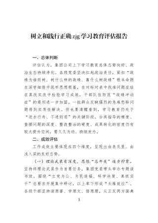 树立和践行正确zjg学习教育评估报告