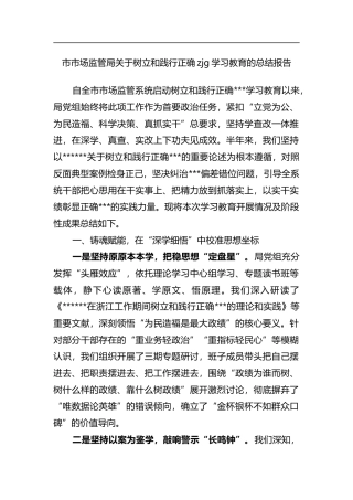 市市场监管局关于树立和践行正确政绩观学习教育的总结报告