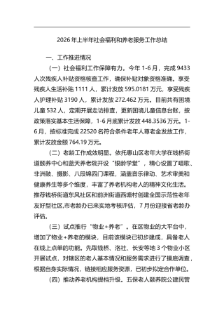 2026年上半年社会福利和养老服务工作总结_1
