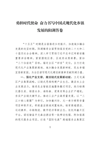 勇担时代使命+奋力书写中国式现代化乡镇发展的阳湖答卷