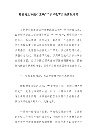 高校树立和践行正确政绩观学习教育开展情况总结_1