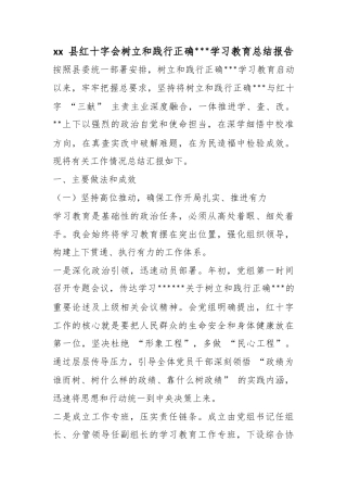 县红十字会树立和践行正确政绩观学习教育总结报告