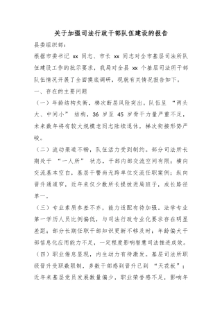 关于加强司法行政干部队伍建设的报告