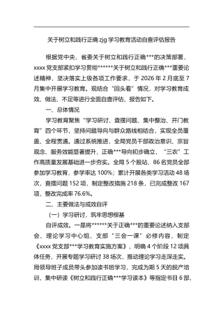 关于树立和践行正确zjg学习教育活动自查评估报告