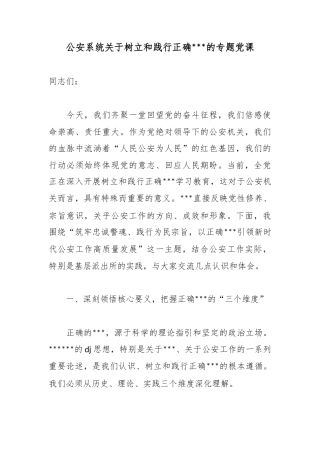 公安系统关于树立和践行正确政绩观的专题党课