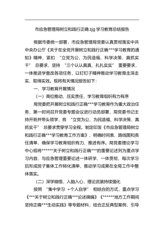 市应急管理局树立和践行正确zjg学习教育总结报告