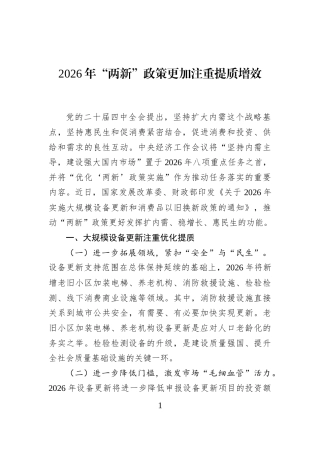 2026年“两新”政策更加注重提质增效