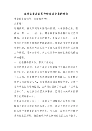 在团省委走访某大学座谈会上的发言