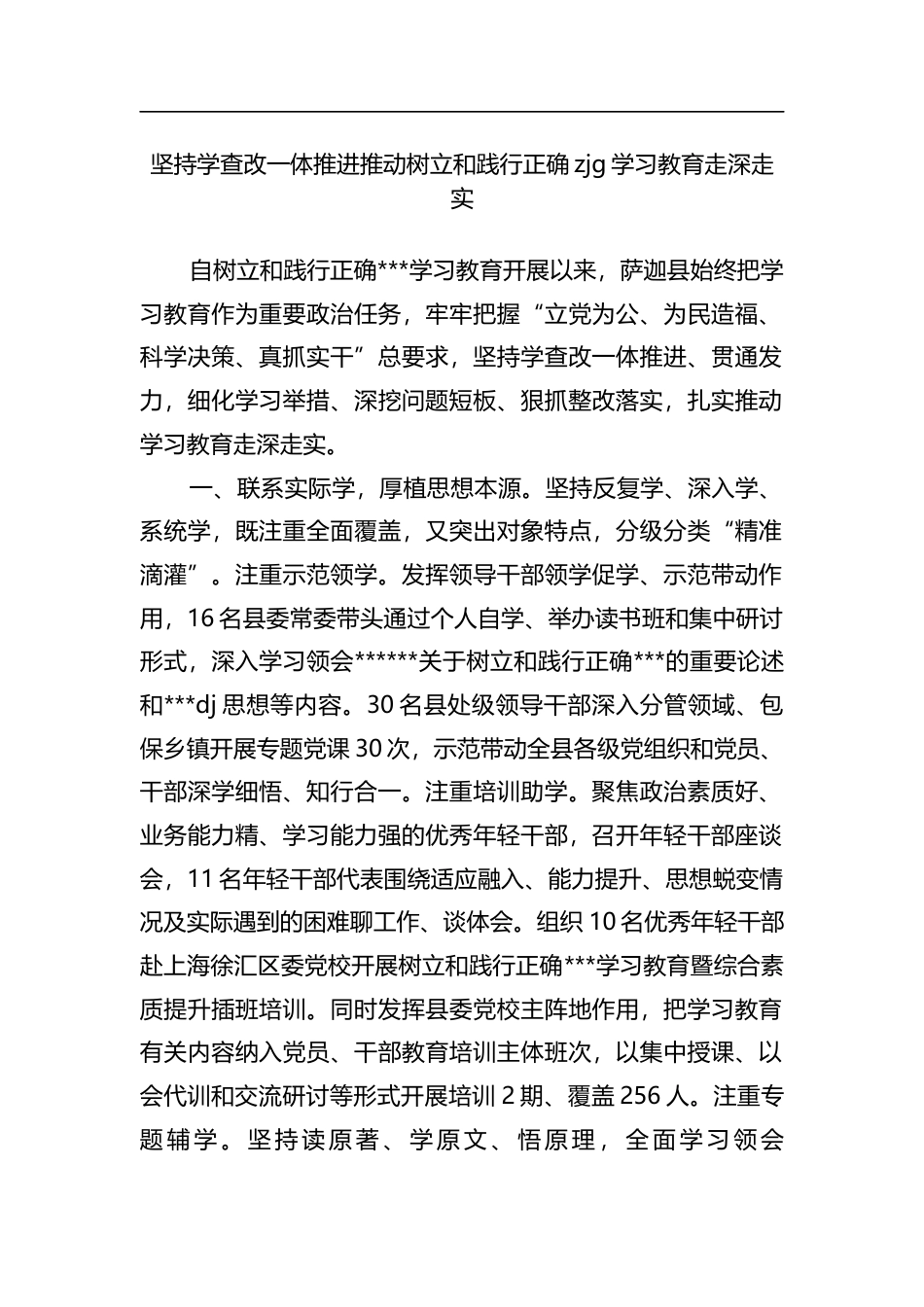 坚持学查改一体推进推动树立和践行正确zjg学习教育走深走实_第1页