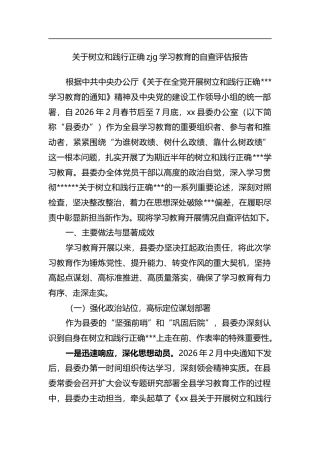关于树立和践行正确zjg学习教育的自查评估报告